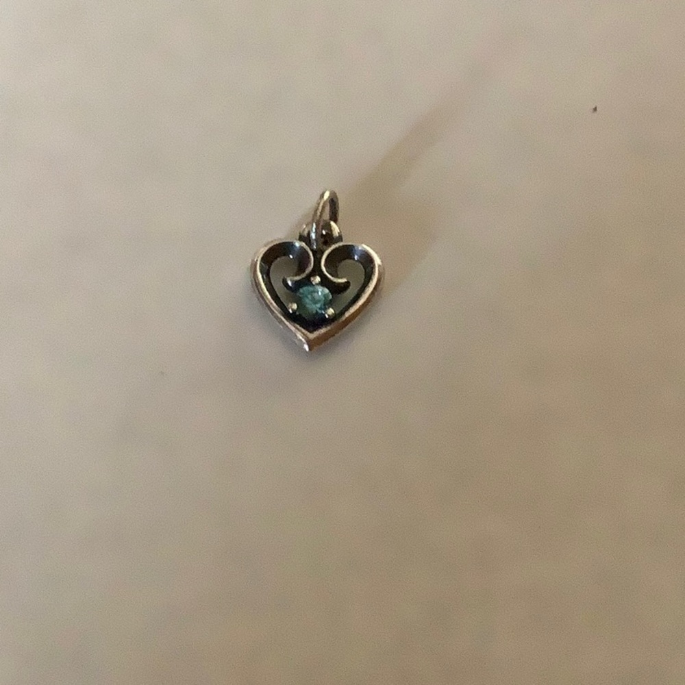 James Avery Avery Remembrance Heart with Lab created Aqua Spinel